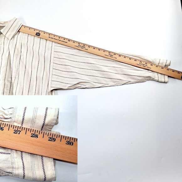 RALPH LAUREN Blue Label Vintage Peasant Poet Bib Blouse Cream Purple Stripe 10 - Picture 11 of 13